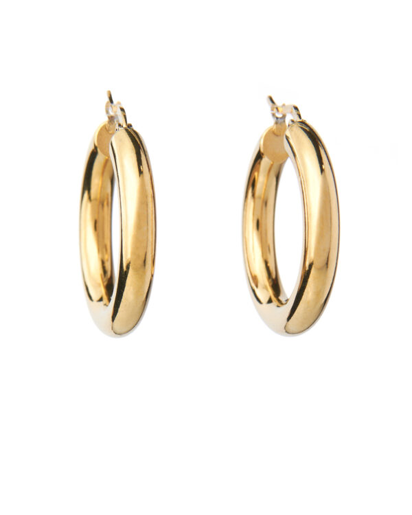 Links Gold Plated Loop Earrings 3 cm